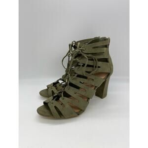 Madden girl green bardott lace up sandal block heels green 8.5